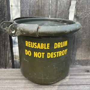 Vintage 1966 Military Steel Drum w Lid & Ring MS24347-31 Sheet Metal Specialty - Picture 1 of 4