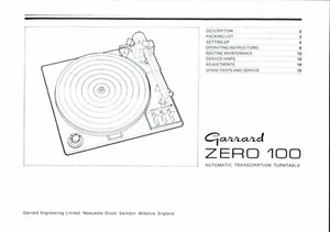 Garrard user manual Bedienungsanleitung  für Zero 100 englisch Copy - Bild 1 von 1