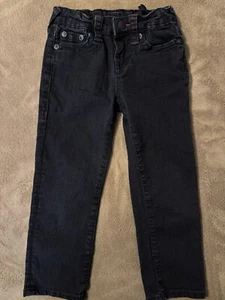 True Religion Jeans Toddler Sz 5 Black Geno Relaxed Slim Stretch Designer Casual - Picture 1 of 4