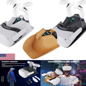 VR Charging Dock for Oculus Quest 2,Magnetic Charging Station for w/ 2 Batteries - Picture 1 of 60