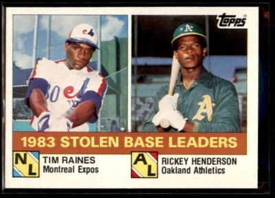 1984 Topps 1983 Stolen Base Leaders (Tim Raines / Rickey Henderson) #134 - Image 1 of 2