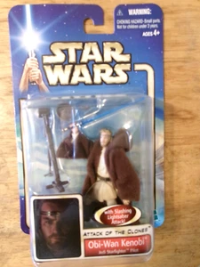 Star Wars Attack Of The Clones Obi-Wan Kenobi Action Figure Hasbro 2002 NEW - Picture 1 of 2