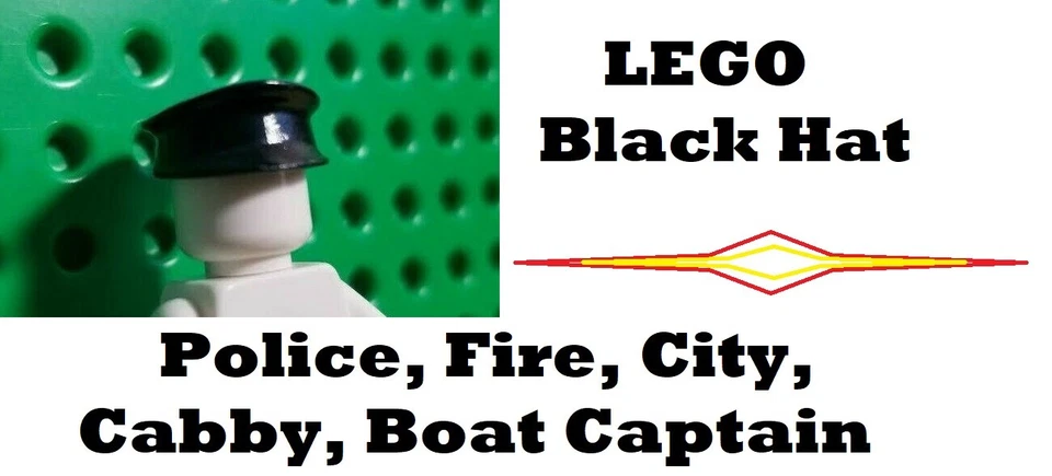 LEGO Police Captain Black Cap Worker Hat City Leader Minifigure Head Gear - Image 1 of 1