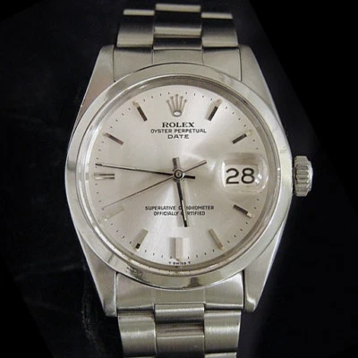 Mens Rolex Date Stainless Steel Watch Domed Bezel Oyster Band Silver Dial 1500 - Image 1 of 4