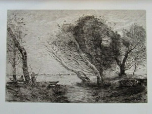 Jean-Baptiste Corot  Après l'orage  Eau-forte 1897  tirage 525 exemplaires - Imagen 1 de 8