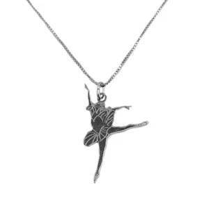 Collana ballerina argento925 ciondolo ragazza danza classica catenina veneziana - Imagen 1 de 4