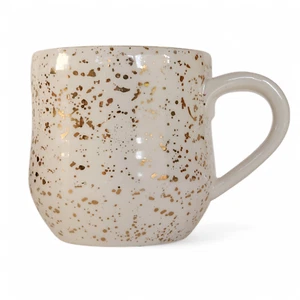 ANTHROPOLOGIE Coffee Mug Suite One Studio Mimira Lyndsay Emery Gold Specks 16oz - Picture 1 of 4