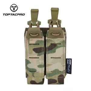 TOPTACPRO Tactical 9mm Mag Pouch MOLLE Double Pistol Mag Carrier Laser Cut Gear - Picture 1 of 24