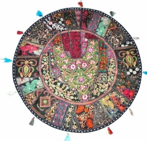 Indien Patchwork Round Pillow Cushion Cover 22 " Home Decor Floor Pillows Covers - Picture 1 of 3