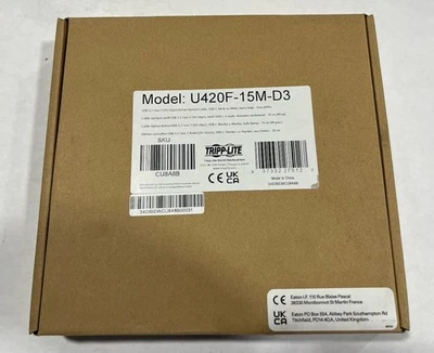 Tripp Lite USB-C Plenum-Rated Fiber AOC Cable (M/M) - Data Only, Black 15M - Image 1 of 2