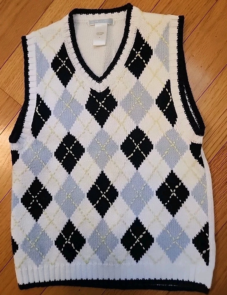 Boy Size 5 Janie And Jack White And Blue Sweater Vest - Image 1 of 1