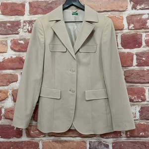 Benetton Made In Italy Sakko Damen Gr. 42 hellbraun Wollmischung Karriere Blazer - Bild 1 von 10