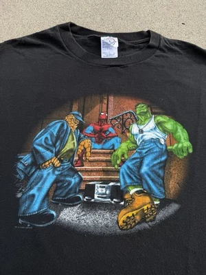 Camiseta De Colección 2001 Marvel Spiderman The Thing Hulk Superhéroe Talla Grande Foto 1 de 4
