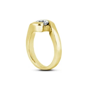 1ct F SI1 Round Cut Natural Certified Diamond 18k Gold Solitaire Engagement Ring - Picture 1 of 3