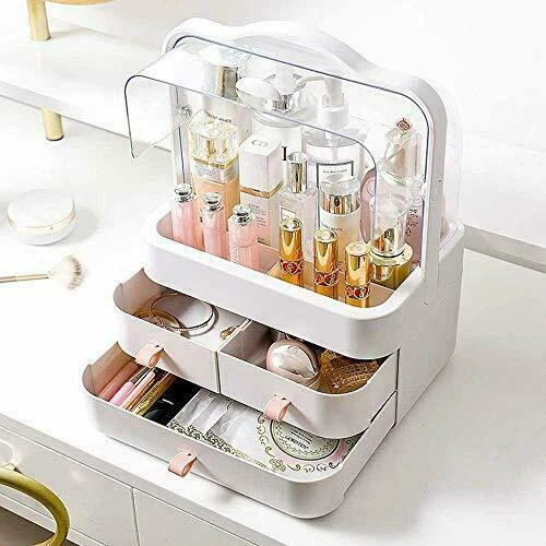 Espositore Organizer Porta Trucco Box Portagioie Cosmetici 3 Cassetti cir - Immagine 1 di 1