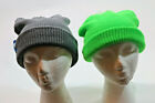 Set of TWO Yums Knit Beanies Unisex Neon Green Gray NWT Foldover Headwear Warm