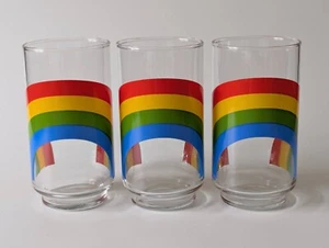 Libbey Rainbow Drinking Glasses Set Of 3 Barware Vintage - Picture 1 of 11
