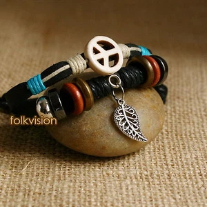 10 PIEZAS PULSERA DE PAZ TRIBAL SURFISTA CUERO CÁÑAMO CÁÑAMO AL POR MAYOR LB096 - Imagen 1 de 2