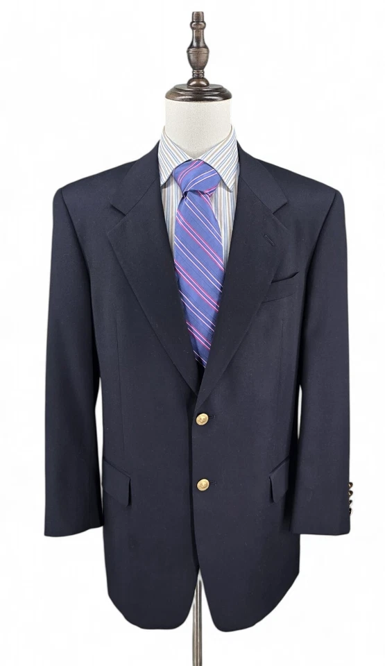 Chaqueta Blazer Valentino Uomo Para Hombres 43L Lana Virgen Italia Botones Dorados Azul Marino Foto 1 de 4