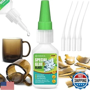 Glass Glue, 20g Clear Super Glue for Glass Repair Quick Fix Glass Adhesive He - Picture 1 of 5