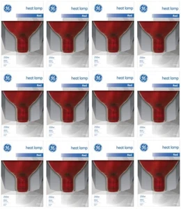 GE 37771 250 Watt R40 Red Heat Lamp Bulbs - Pack of 12 - Picture 1 of 3