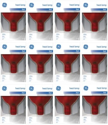 GE 37771 250 Watt R40 Red Heat Lamp Bulbs - Pack of 12 - Image 1 of 3