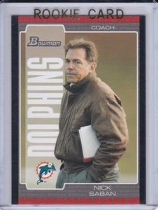 NICK SABAN ROOKIE CARD 2005 Bowman Football RC Alabama Crimson Tide JUST RETIRED - Picture 1 of 2