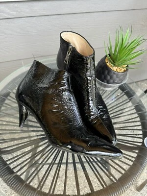 PRADA black patent leather ankle boots 37  shoes - Image 1 of 4