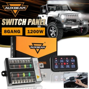 AUXBEAM 8 Gang Switch Panel Toggle Circuit Relay System On/Off Control Kit Blue - Picture 1 of 12