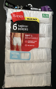 Pack Of 6 Hanes Tagless White Woven Boxer Shorts  XL No Gap Fly Value Pack