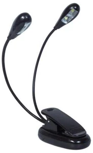 Rechargeable LED la Lecture Léger Avec Double Flexible Têtes & Pince ,Noir - - Afbeelding 1 van 4