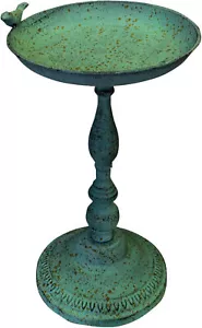 Outdoor Garden Free Standing Weatherproof Pedestal Green Bird Bath Ornament - Picture 1 of 7