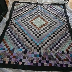 Handgefertigter handgenähter Patchwork Quilt Topper unvollendetes Oberteil Polyester ca. 82 x 94 Zoll - Bild 1 von 8