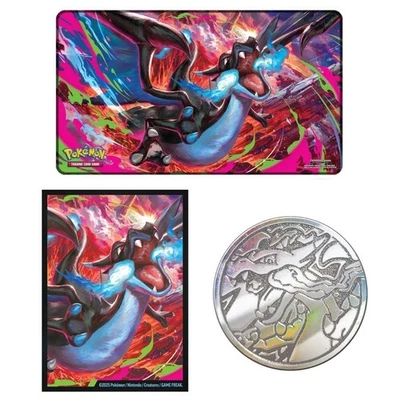 Pokemon Mega Charizard X UPC Inserts - Sleeves, Deck Box, Dice, Playmat, & Coin Foto 1 de 2