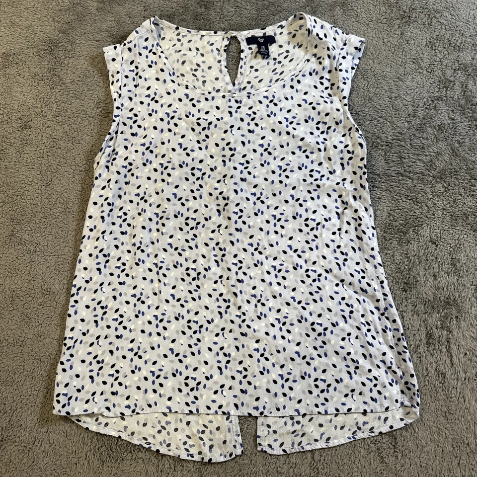 Blusa sin mangas informal de negocios estampado azul Gap para mujer talla M. Gran grapa Foto 1 de 4