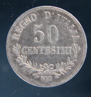 Italy,Italia 50 Centesimi,1863, silver coin - Image 1 of 2