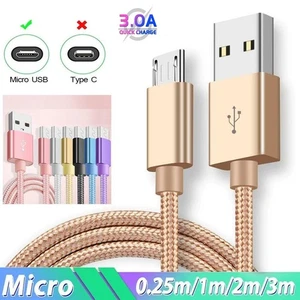 Long Micro USB Cable, High Speed Data Sync Fast Charger Charging Lead 1M 2M 3M - Picture 1 of 13