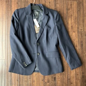 Chaqueta de lana J Crew Blazer para mujer 4 azul marino Super 120s de dos botones - Imagen 1 de 12