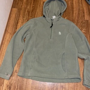 The North Face Jacket Tekno Ridge Pullover Hoodie 1/4 Snap Womens L Olive stain - Picture 1 of 14
