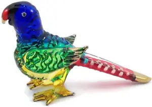 2" Parrot Blown Glass Figurine Miniature Crystal Bird Collectible Decor - Picture 1 of 11
