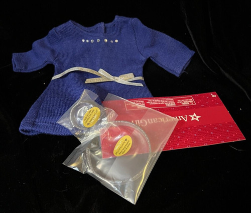 VETEMENTS Abito bambina americana blu con borchie strass nuovo b1