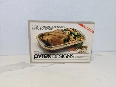 Corning Pyrex Designs 2 Qt. Oblong Baking Dish In Rattan Basket  (NEW) - Image 1 of 4