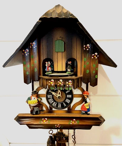Vintage E. Schmeckenbecher Cuckoo Clock W. Germany 1977 Dancers Music *READ NICE Cover