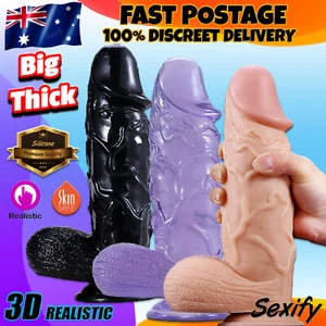 Realistic Giant Dildo Dong Huge Fat Big MASSIVE Penis Thick Anal XXL Sex Toy - Picture 1 of 18