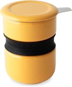 FORLIFE Curve Asian Style Tea Cup with Infuser and Lid 12 ounces, Mandarin,Mugs - Picture 1 of 1