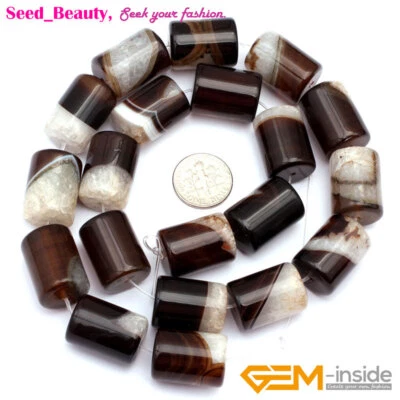 Columna natural Botswana ágata piedra cuentas tubo cilindro para hacer joyas 15" Foto 1 de 4