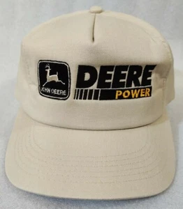 Vintage John Deere Mütze K-Products Power khaki hellbraun sand Trucker Druckknopflasche Kappe hergestellt in den USA - Bild 1 von 12
