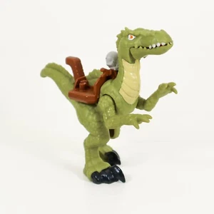 2015 Imaginext Green Raptor Dinosaur with Saddle & Jaw Action - Picture 1 of 7