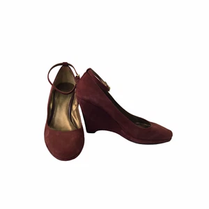 Coach 1941 para mujer de cuero borgoña sin cordones punta redonda tacones de cuña altos talla 10 - Imagen 1 de 6