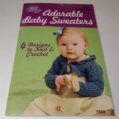 ASN Adorable Baby Sweaters 4 Designs Knit & Crochet Patterns Travel Size Booklet - Image 1 of 4